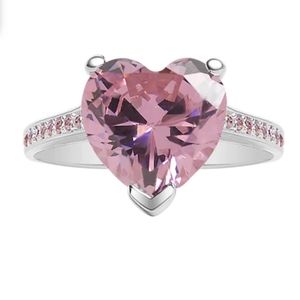 Chvker Sterling Silver Pink Paris Heart Ring, New